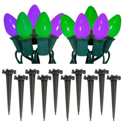 Lumabase Electric Led Pathway Lights With 10 Purple & Green Bulbs In Natural