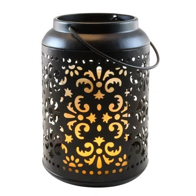Lumabase Flame Effect Battery-operated Black Metal Lantern