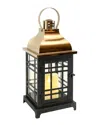 Lumabase Lantern With Moving Flame Led Candle In Black