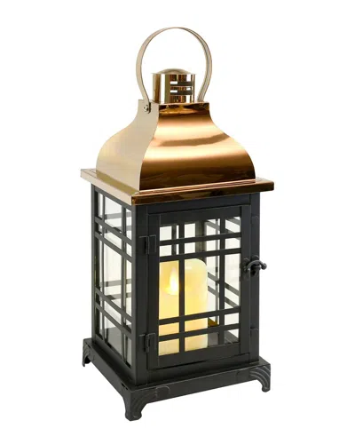 Lumabase Lantern With Moving Flame Led Candle In Black