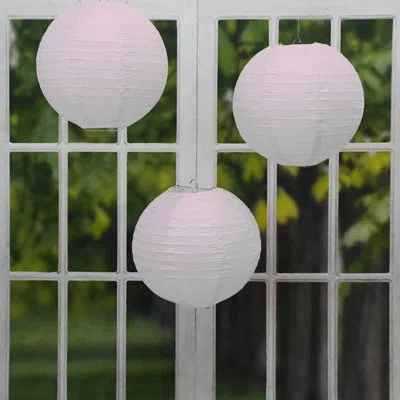Lumabase Round Paper Lanterns - 5 Count In White