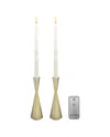 Lumabase Set Of 2 Battery-operated 3d Wick Taper Candles In Gold