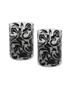 Lumabase Set Of 2 Battery-operated Led Glass Candles With Moving Flame In Black