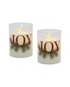 Lumabase Set Of 2 Battery-operated Led Glass Candles With Moving Flames In Red