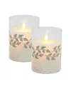 Lumabase Set Of 2 Battery-operated Led Glass Candles With Moving Flames In Silver