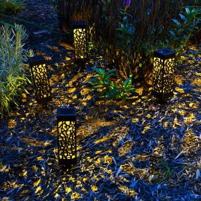 Lumabase Solar Powered Garden And Tabletop Lights - 4 Count In Matte Black
