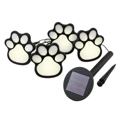 Lumabase Solar Powered Paw Print Pathway Lights In Black