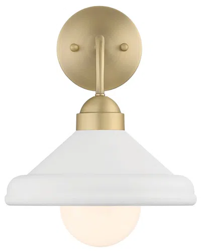 Lumanity Brooks Matte White 10in Wall Sconce Barn Light With Bulb In Gold
