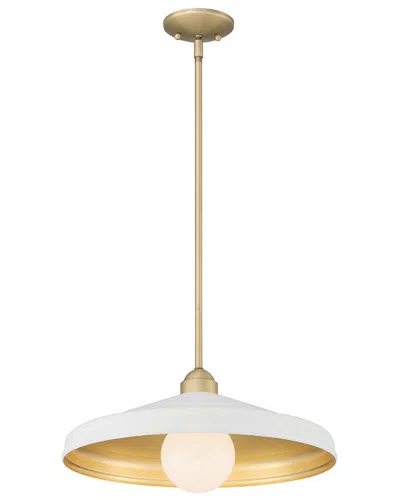 Lumanity Brooks Matte White 18in Adjustable Barn Light Pendant In Gold