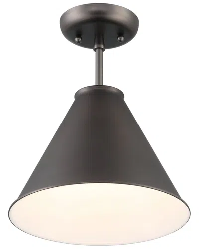 Lumanity Lincoln Tapered Metal 11in Dark Bronze Semi-flush Mount Ceiling Light In Black