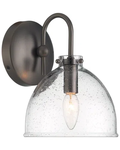 Lumanity Quinn Seeded Glass 7in Dome Dark Bronze Wall Sconce Light In Black