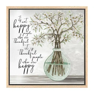 Lumaprints 22" X 22" Thankful People Floating Frame Framed Print In White