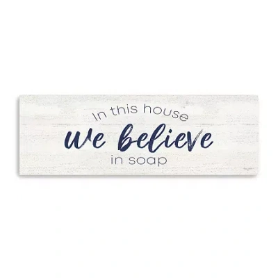 Lumaprints Bathroom Humor Panel V-believe Giclee Canvas Art In Sand