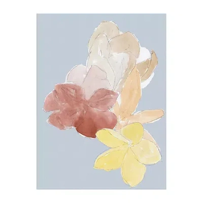 Lumaprints Blue Floral Block I Modern Canvas Art In Red