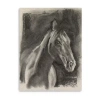 Lumaprints Charcoal Horse Study On Grey I Giclee Canvas Art In Black