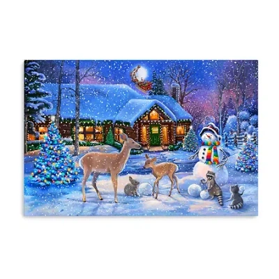 Lumaprints Christmas Wildlife Magic Canvas Art In Blue