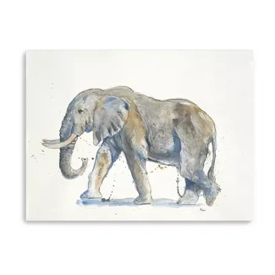 Lumaprints Elephant Canvas Giclee Canvas Art In White