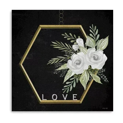 Lumaprints Geometric Hexagon Muted Floral Giclee Canvas Art In Black