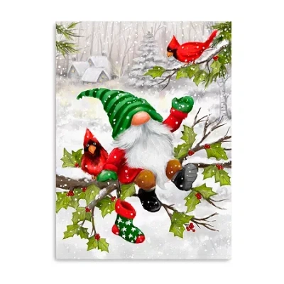 Lumaprints Gnome On Branch Canvas Art In White