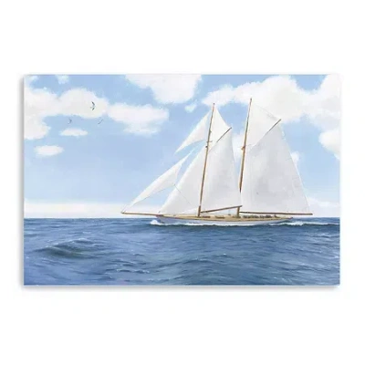 Lumaprints Majestic Sailboat White Sails Giclee Canvas Art In Blue