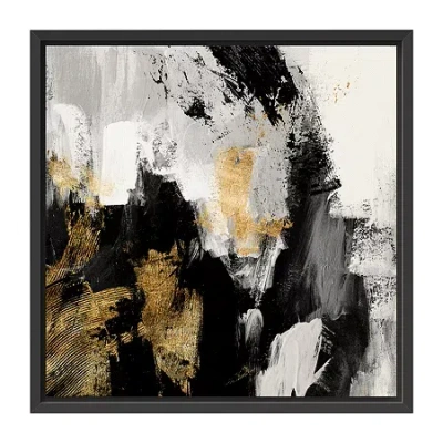 Lumaprints Neutral Gold Collage Framed Canvas Art In Black