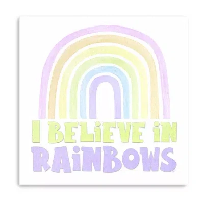 Lumaprints Pastel Rainbows I-believe Giclee Canvas Art In Multi