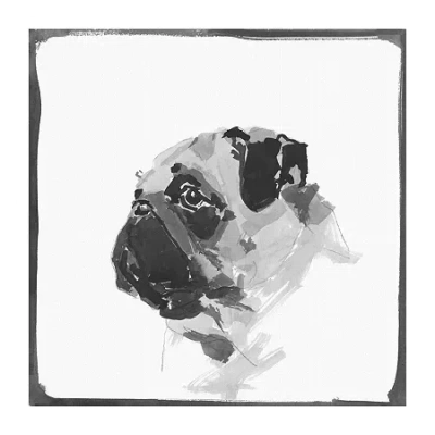 Lumaprints Pug Traditional Canvas Art In White