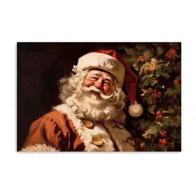 Lumaprints Santa With Tree Canvas Art In Red