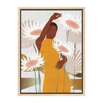 Lumaprints Sun Kissed Woman Framed Canvas Art In Orange