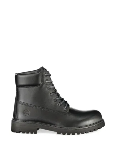 Lumberjack Lace-up Leather Boots In Black