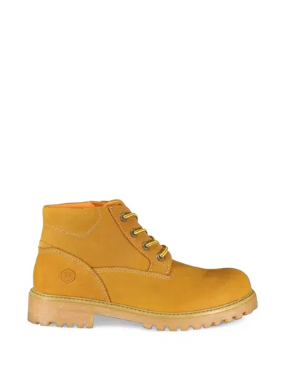 Lumberjack Lace-up Leather Boots In Gold