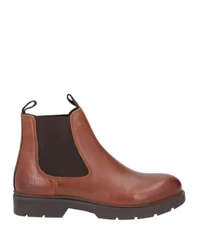 Lumberjack Man Ankle Boots Tan Size 7 Leather, Textile Fibers In Blue