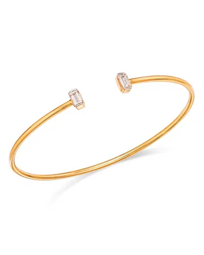 Lumeniri 14k Yellow Gold Emerald Cut Lab Grown Diamond Flexible Cuff Bracelet