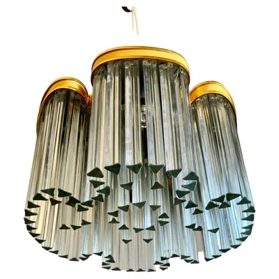 Pre-owned Lumi Amazing 1970s Italian Modern Pia Guidetti Crippa,  Clear Glass Chandelier In Gold