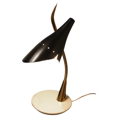 Pre-owned Lumi Brass Table Lamp, Marble Base, Vintage Italian Design, 1950s In Black
