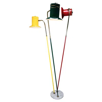 Pre-owned Lumi Italian Mid Century Modern Red Green And Yellow Floor Lamp By