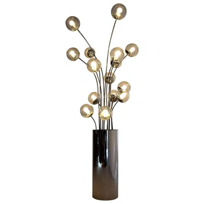 Pre-owned Lumi Mid-century Modern Chrome Italian Floor Lamp In Brown