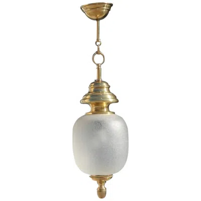 Pre-owned Lumi Mid-century Modern Italian Lantern Ceiling Brass Glass Satin, 1950s In Transparent