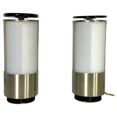 Pre-owned Lumi Mid-century Modern Pair Of Rare Labeled  Milano Table Lamps In Transparent