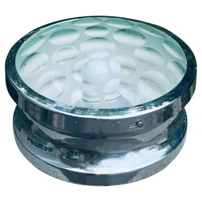 Pre-owned Lumi Optical Glass And Chrome Flush Mounted Light In Blue