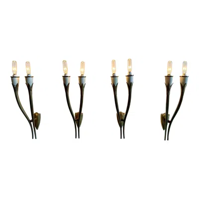 Pre-owned Lumi Oscar Torlasco Italian Brass And Enameled Metal Wall Sconces By  - Set Of 4 In Black