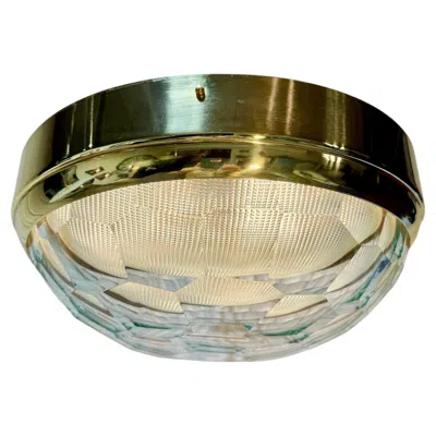 Pre-owned Lumi Pia Guidetti Crippa For  Faceted Glass & Brass Flush Mount/ Wall Light In Sand