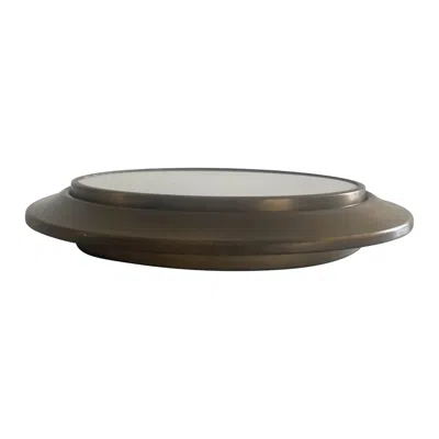 Pre-owned Lumi Round Glass And Antique Brass Frame Flush Mount Light By , 1960s, Italy In Black