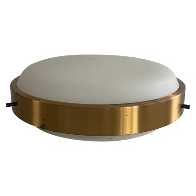 Pre-owned Lumi Round Glass Flush Mount Light By , 1960s, Italy In Brown