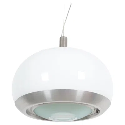 Pre-owned Lumi Translucent Optical Glass Pendant Lamp  Italy , Circa 1975 In Transparent