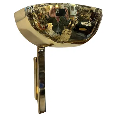 Pre-owned Lumi Two 1980s Elegant Mid-century Modern Brass Italian Wall Sconces By  Milano In Brown