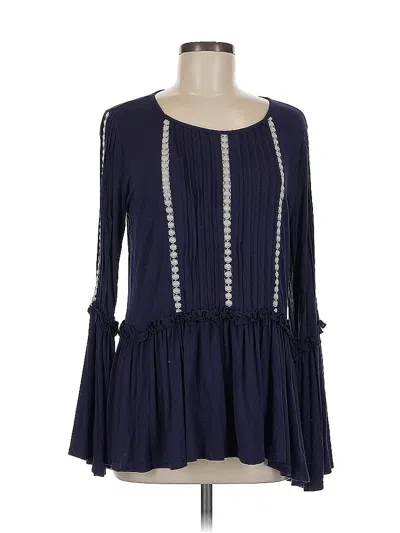 Pre-owned Lumie Long Sleeve Blouse In Blue