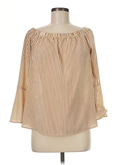 Pre-owned Lumiere 3/4 Sleeve Blouse In Tan