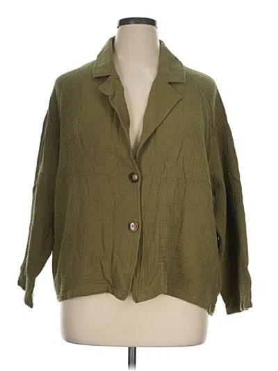 Pre-owned Lumiere 3/4 Sleeve Button Down Shirt In Green