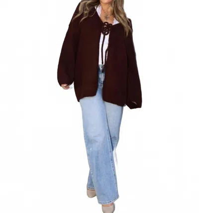 Lumiere Aspen Oversized Cardigan In Brown